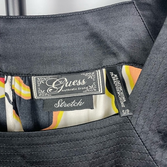 Y2K 2000s Guess Floral Silk Blend Square Neck Short Sleeve Blouse - Picture 7 of 9